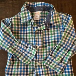 Gymboree Boys Blue and Green Gingham Button Down - 18-24 mos.